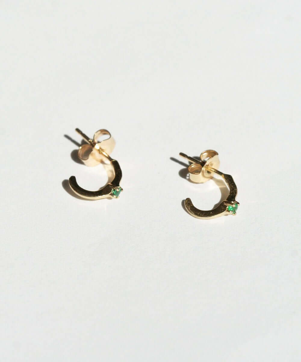 Gold Emerald Hoop Earrings Macha Studio Brooklyn New York