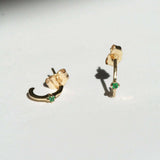 Gold Emerald Hoop Earrings Macha Studio Brooklyn New York