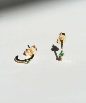 Gold Emerald Hoop Earrings Macha Studio Brooklyn New York