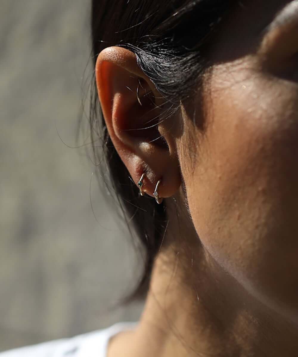 Gold Diamond Hoop Earrings Macha Studio Brooklyn New York