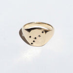 Libra black diamond constellation signet ring 14k yellow gold handcrafted macha studio brooklyn new york