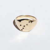 Libra black diamond constellation signet ring 14k yellow gold handcrafted macha studio brooklyn new york