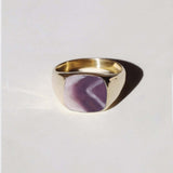 unisex mens signet ring in gold with amethyst made in brooklyn nyc