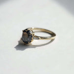 Salt Pepper Amber Colored Diamond 14k Yellow Gold Engagement Ring Brooklyn New York