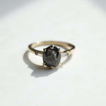 Salt Pepper Amber Colored Diamond 14k Yellow Gold Engagement Ring Brooklyn New York