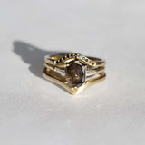 Salt Pepper Amber Colored Diamond 14k Yellow Gold Engagement Ring Brooklyn New York