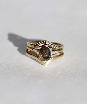 Salt Pepper Amber Colored Diamond 14k Yellow Gold Engagement Ring Brooklyn New York