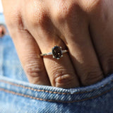 Salt Pepper Amber Colored Diamond 14k Yellow Gold Engagement Ring Brooklyn New York