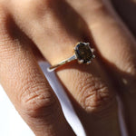 Salt Pepper Amber Colored Diamond 14k Yellow Gold Engagement Ring Brooklyn New York