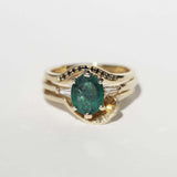 Oval Emerald engagement ring set in gold, by Macha Studio, Brooklyn NYC