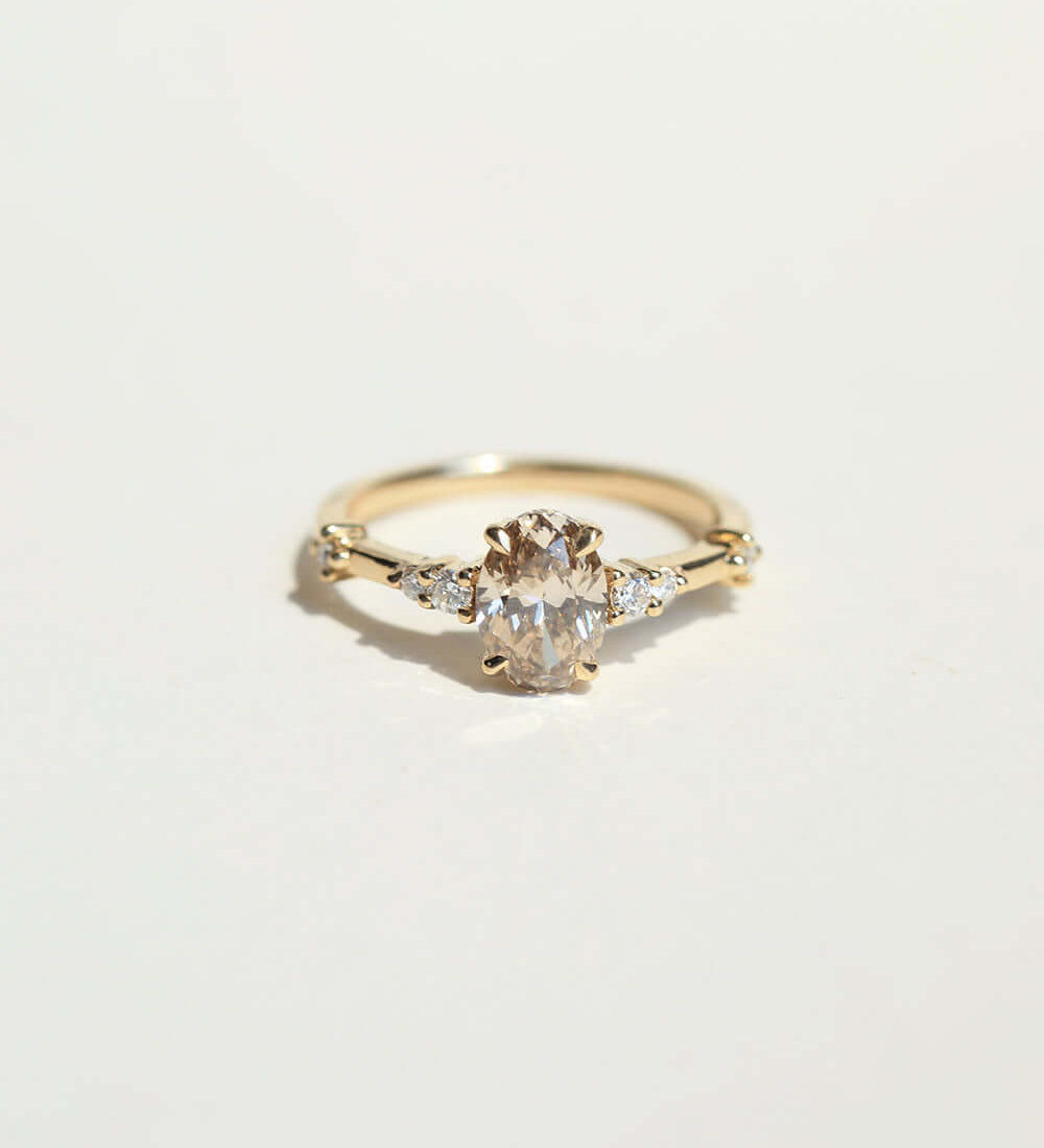 cognac Diamond Ring yellow gold Brooklyn New York 
