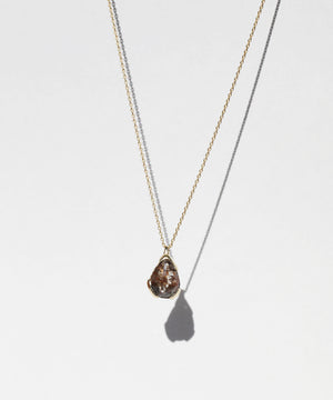 Rose cut pear shaped red copper brown diamond necklace 14k yellow gold chain macha studio brooklyn new york