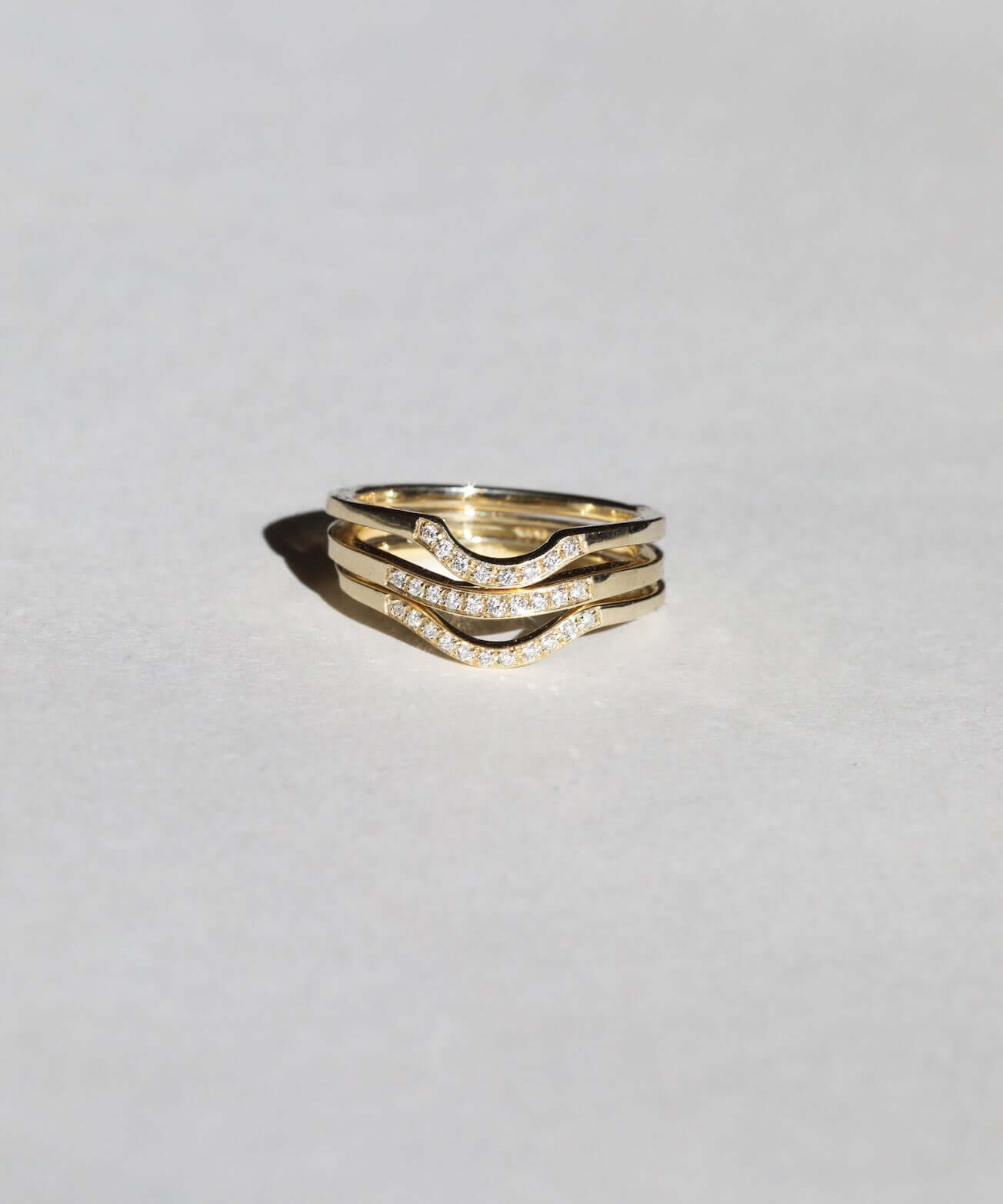 Curved Diamond Engagement/Wedding Band gold, Macha Studio, Brooklyn NYC