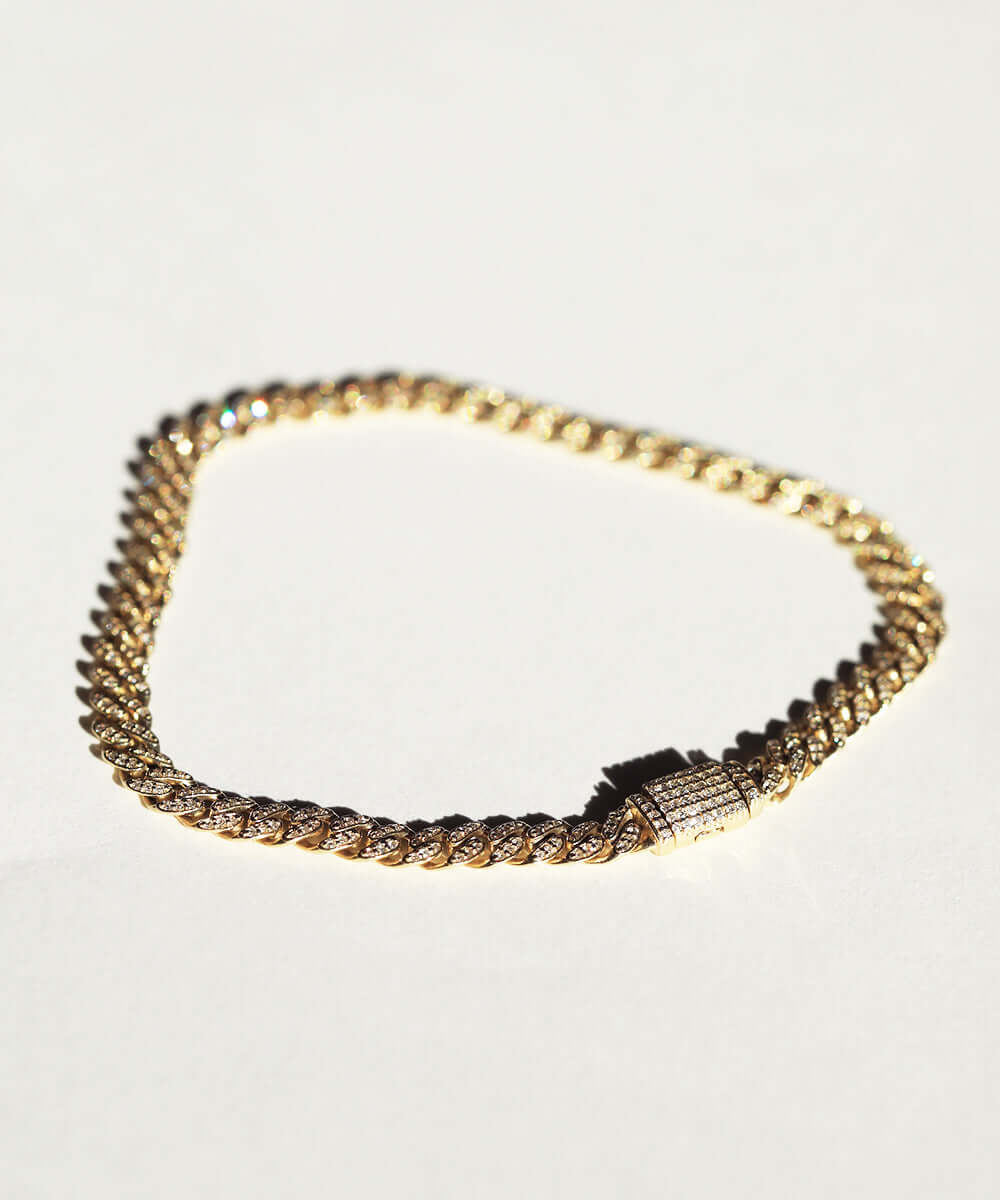 14k gold diamonds curb chain bracelet macha jewelry brooklyn nyc