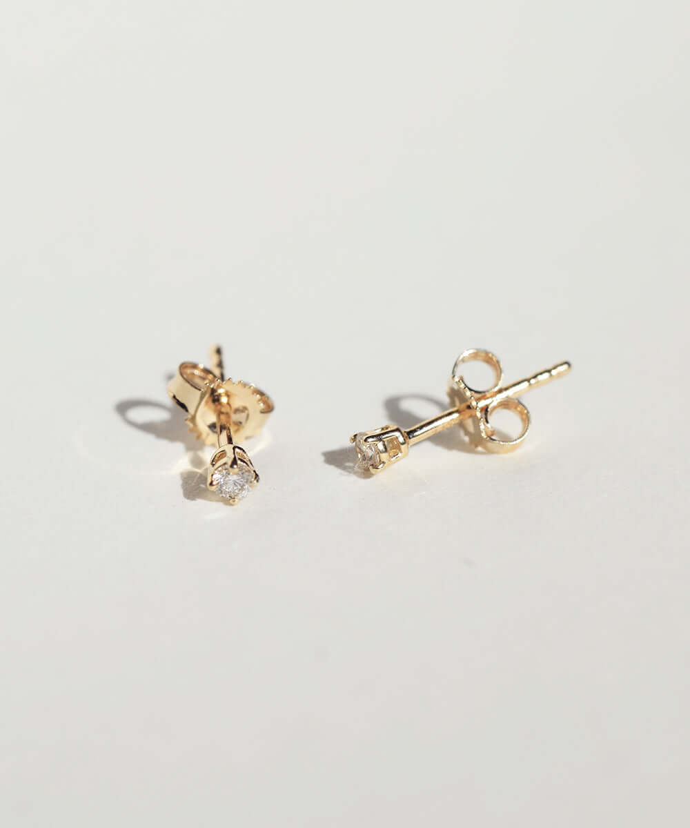 tiny diamond studs earrings gold Brooklyn New York
