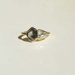 Hexagonal Engagement ring gold salt and pepper diamond jewelry Brooklyn NYC