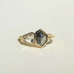 Hexagonal Engagement ring gold salt and pepper diamond jewelry Brooklyn NYC