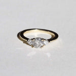 salt and pepper diamond three stone engagement ring in 14k gold handcrafted macha studio brooklyn new york