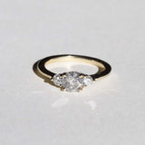 salt and pepper diamond three stone engagement ring in 14k gold handcrafted macha studio brooklyn new york