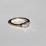 salt and pepper diamond three stone engagement ring in 14k gold handcrafted macha studio brooklyn new york