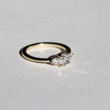 salt and pepper diamond three stone engagement ring in 14k gold handcrafted macha studio brooklyn new york