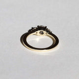 salt and pepper diamond three stone engagement ring in 14k gold handcrafted macha studio brooklyn new york