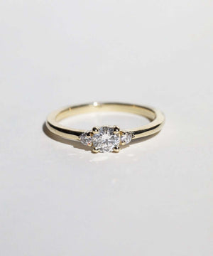 White diamond engagement ring in 14k gold handcrafted macha studio brooklyn new york