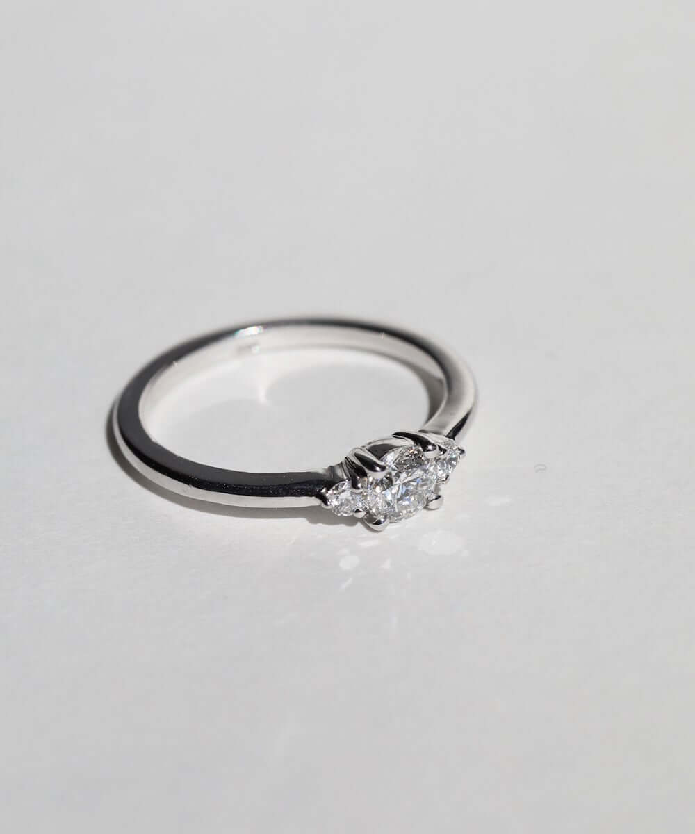 White diamond engagement ring in 14k gold handcrafted macha studio brooklyn new york