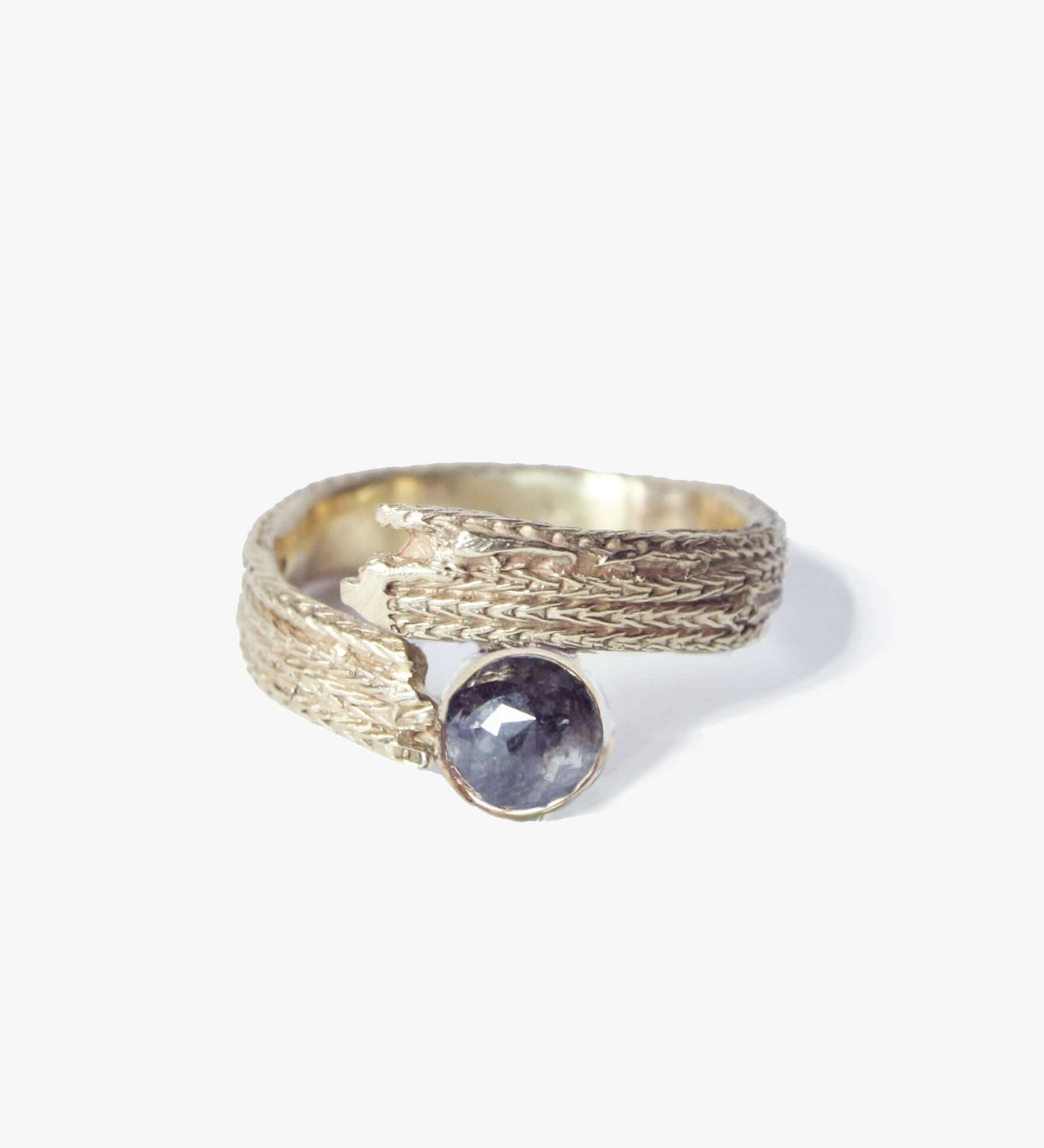 custom unisex salt & pepper engagement ring wedding band Macha Studio Brooklyn