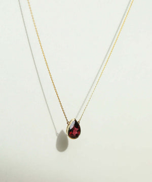 Garnet pear 14k gold necklace Brooklyn New York 11222