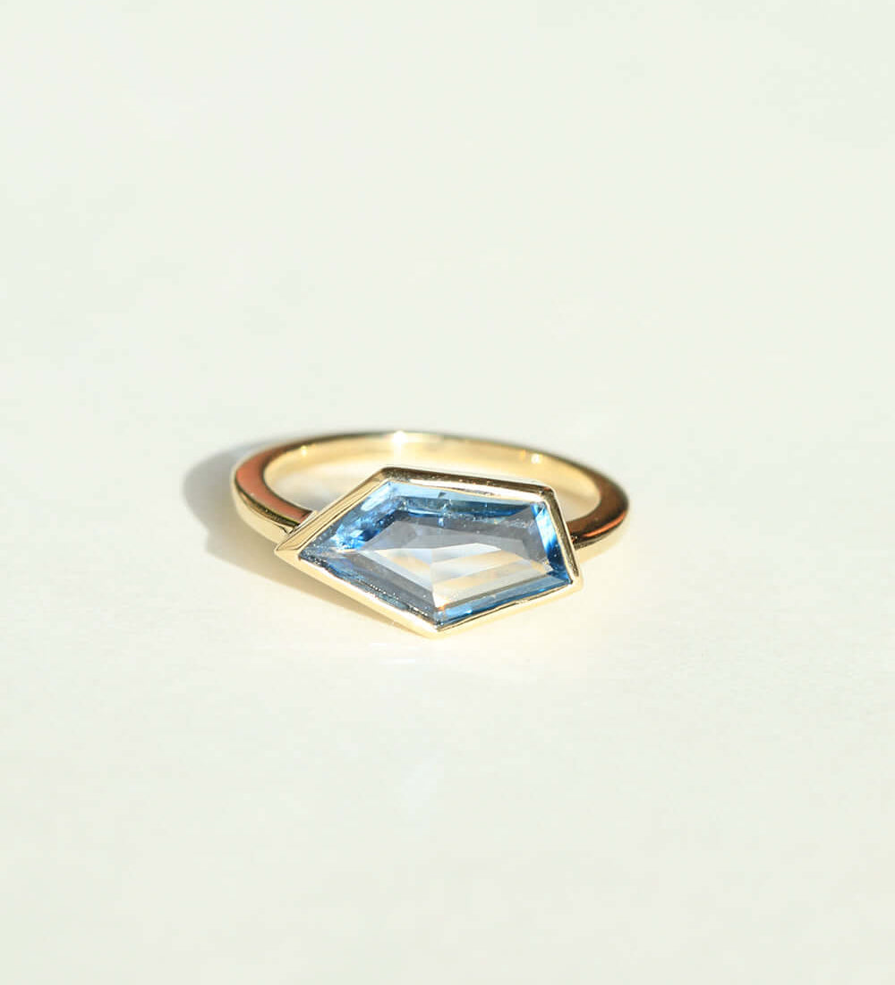 Geo Sapphire Engagement Ring Brooklyn NY Jewelry 