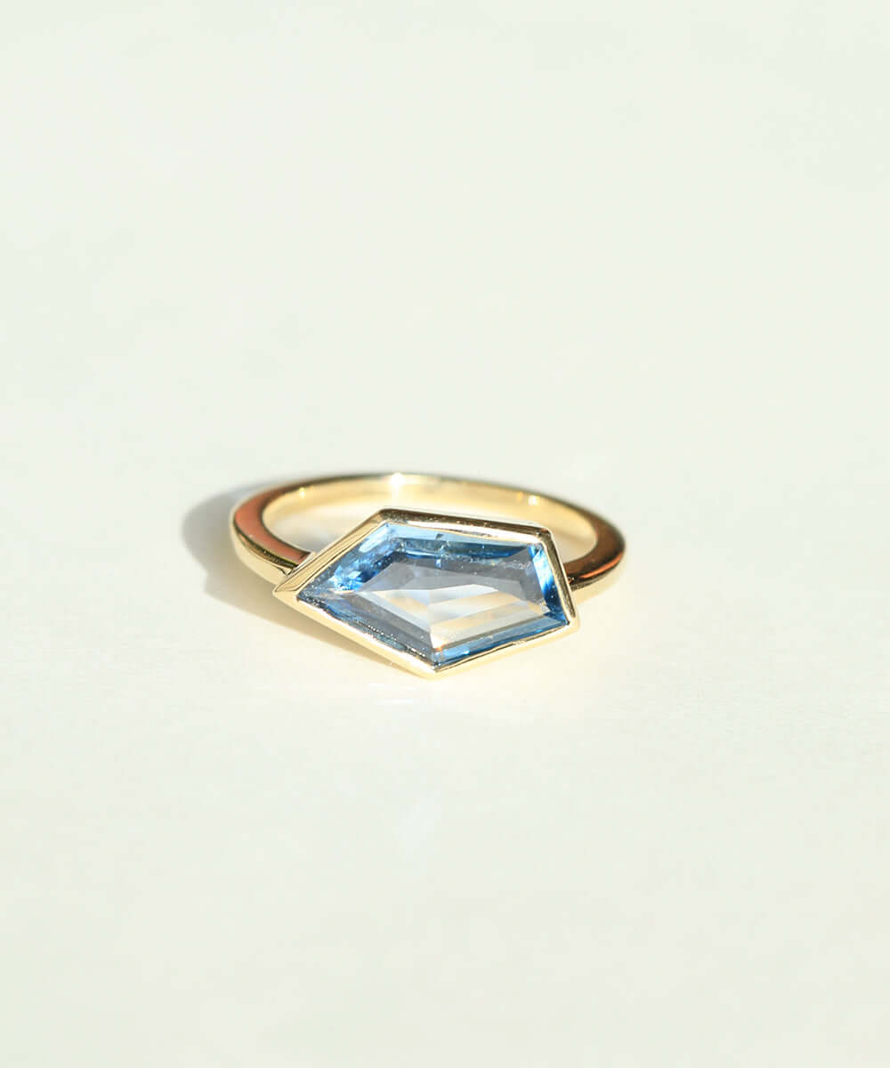 Geo Sapphire Engagement Ring Brooklyn NY Jewelry 