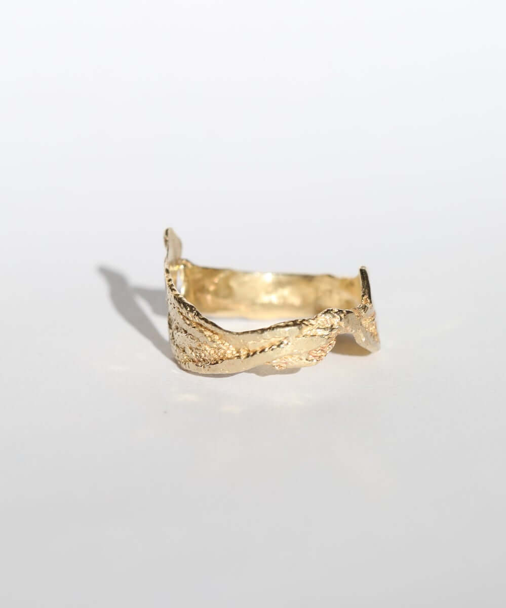 textured 14k gold band macha studio brooklyn new york