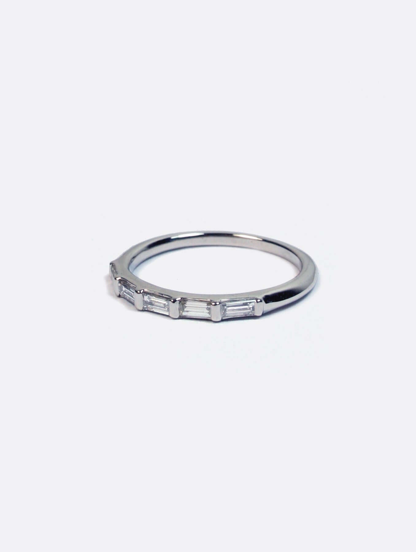 Half Baguette diamond Wedding Ring in White Gold, Macha Studio, Brooklyn NYC