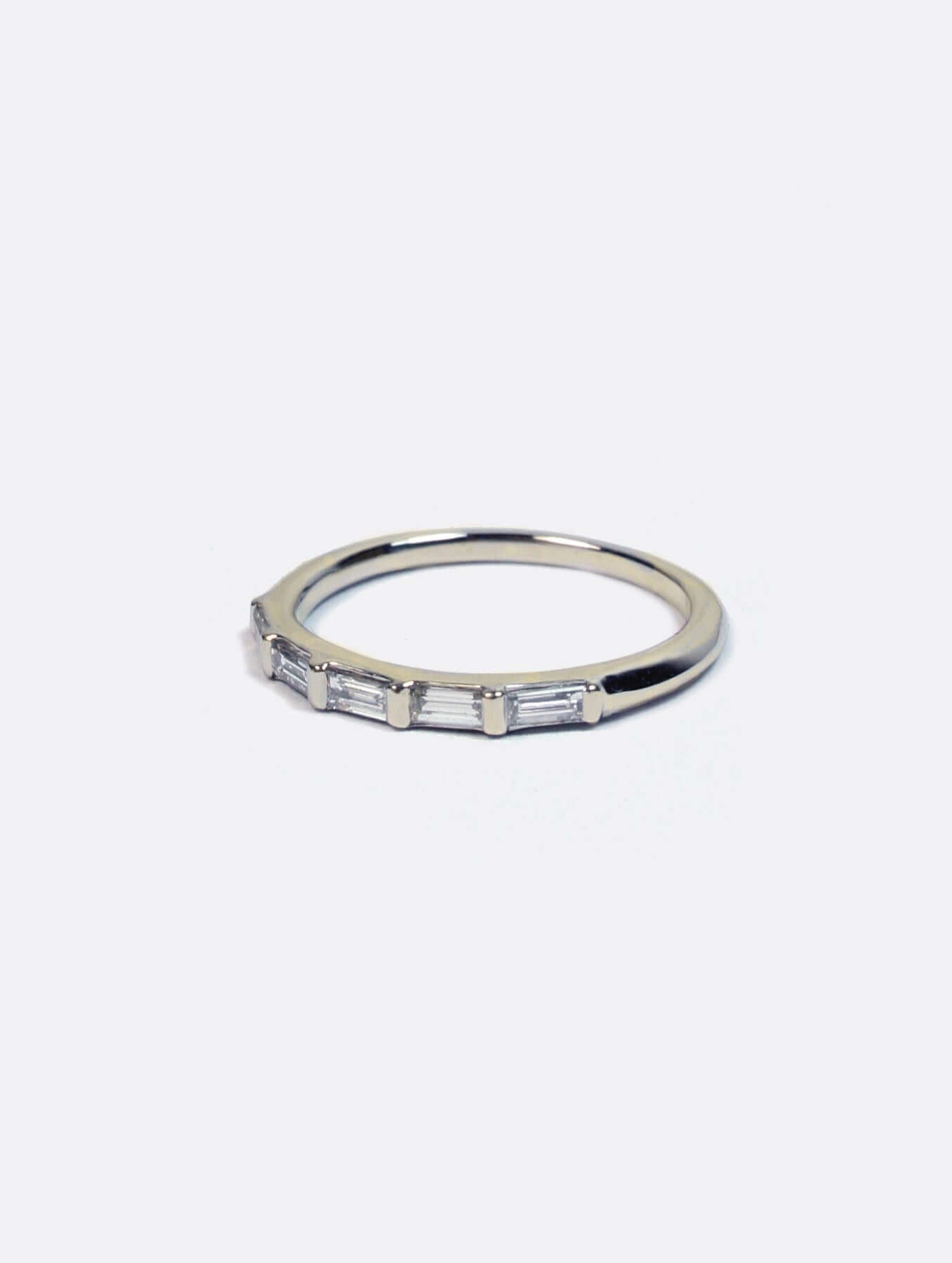 Half Baguette diamond Wedding Ring in White Gold, Macha Studio, Brooklyn NYC
