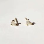 Half Moon diamond earrings stud gold Brooklyn New York 