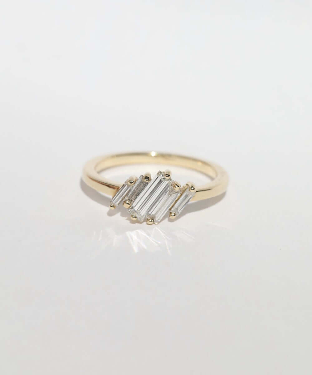 Asymmetrical Baguette Diamond Engagement Ring Macha Studio Brooklyn New York