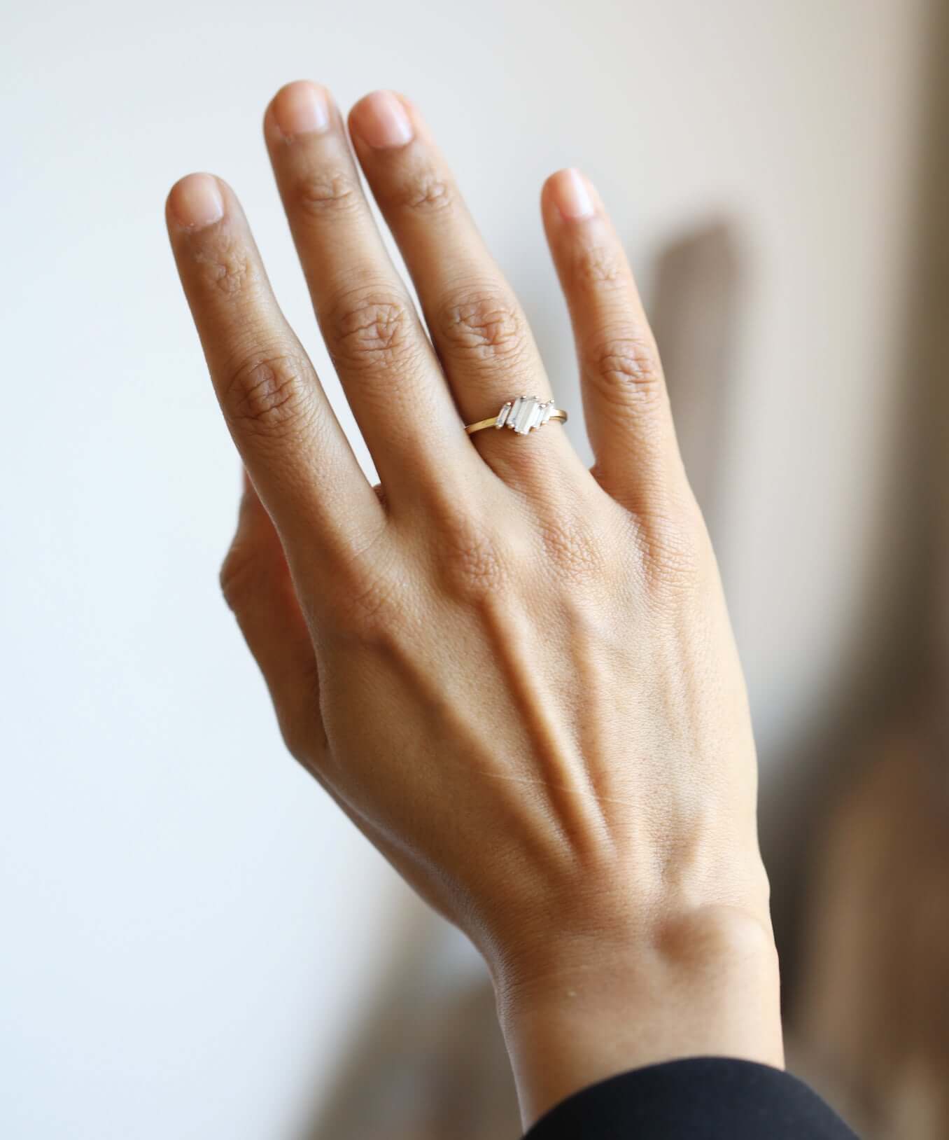 Asymmetrical Baguette Diamond Engagement Ring Macha Studio Brooklyn New York