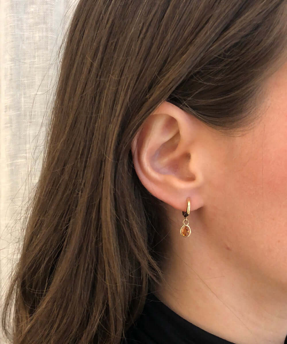 earrings orange sapphire 14k yellow gold Brooklyn New York 11222
