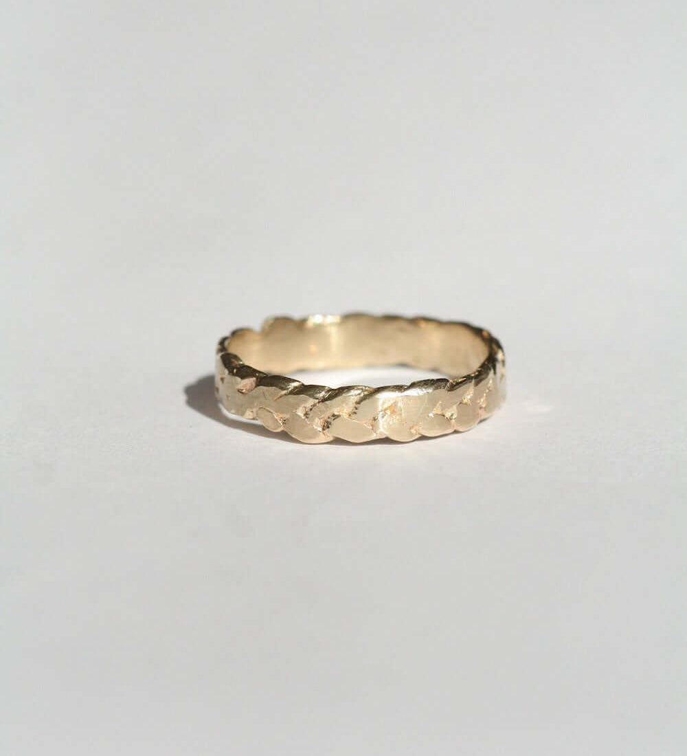 Mens Braided 14k Yellow Gold Wedding Band Macha Studio Brooklyn New York