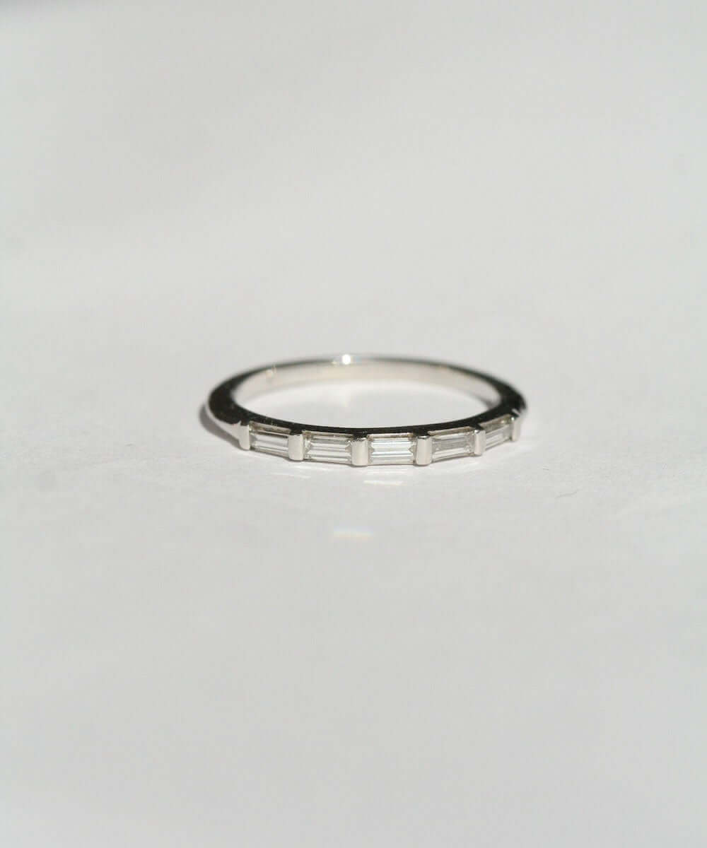 Half Baguette diamond Wedding Ring in White Gold, Macha Studio, Brooklyn NYC