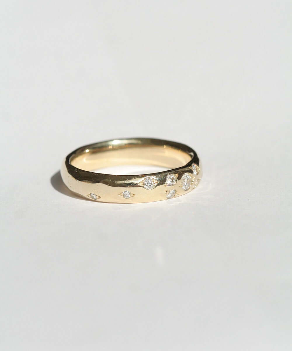 Mens 14k Yellow Gold Diamond Wedding Band Macha Studio Brooklyn New York