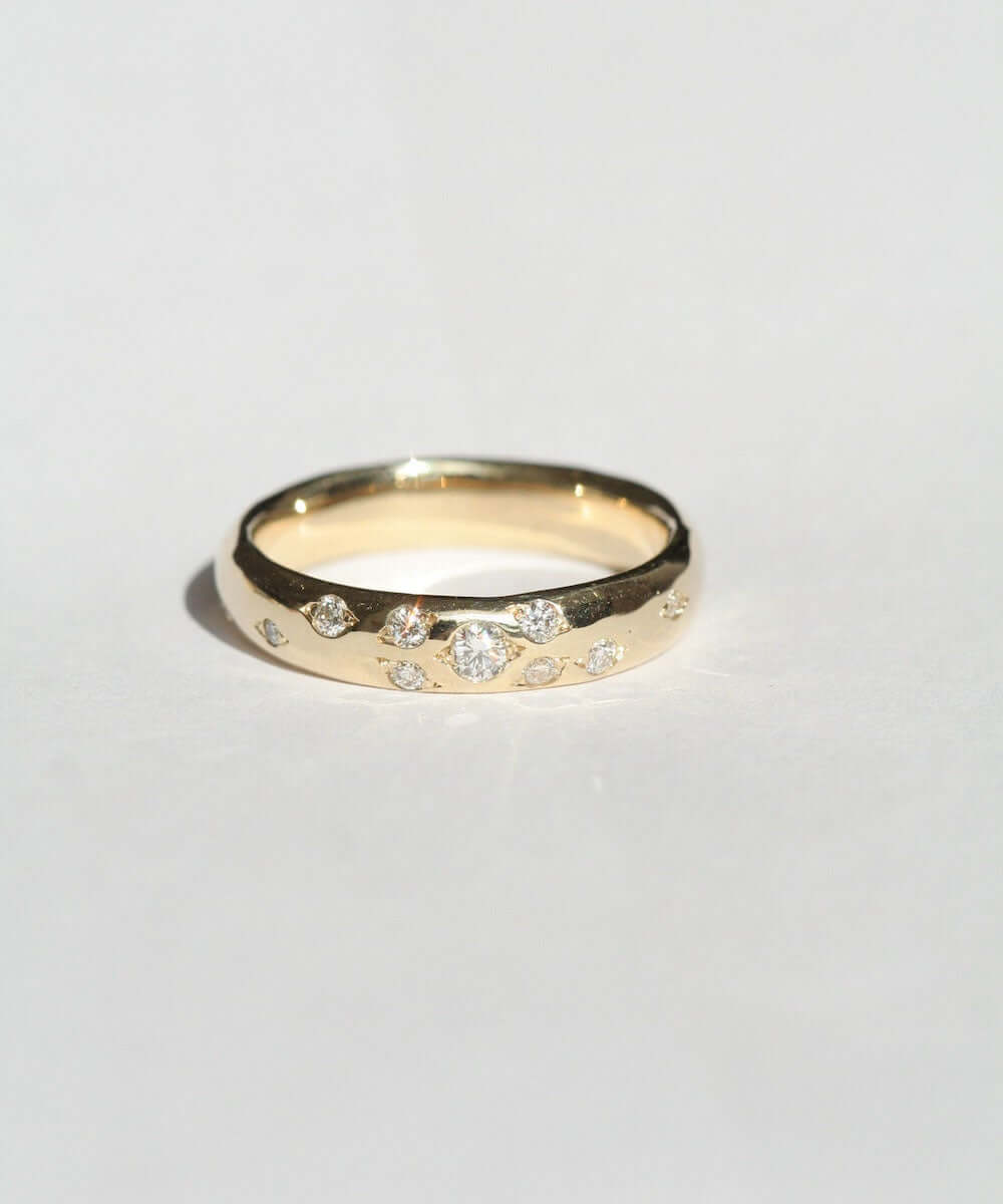 Mens 14k Yellow Gold Diamond Wedding Band Macha Studio Brooklyn New York