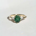 Oval Emerald engagement ring set in gold, by Macha Studio, Brooklyn NYC
