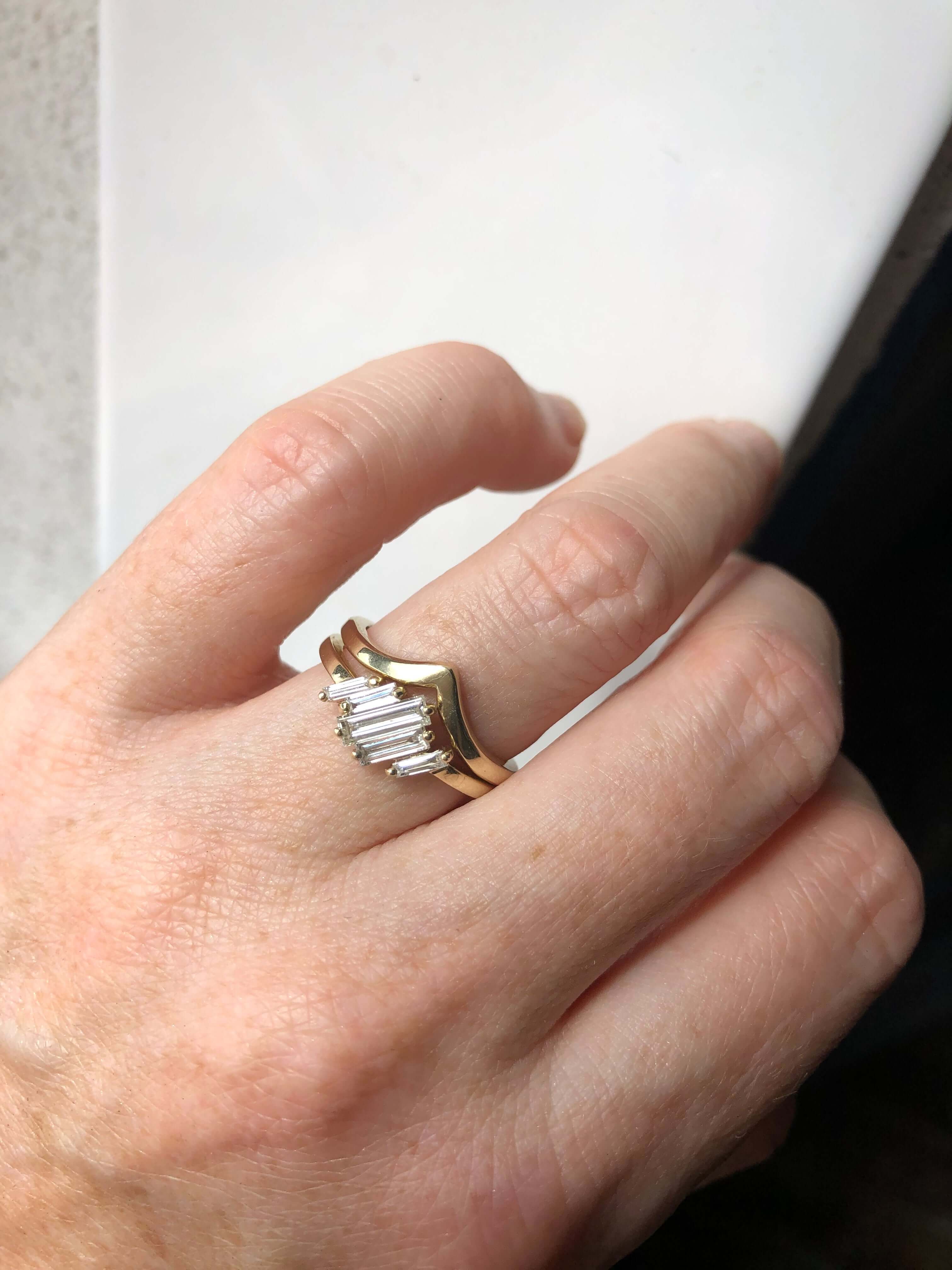 Heather Baguette Ring Yellow Gold, Engagement/Wedding, Macha Studio, Brooklyn NYC