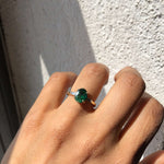 Oval Emerald engagement ring set in gold, by Macha Studio, Brooklyn NYC