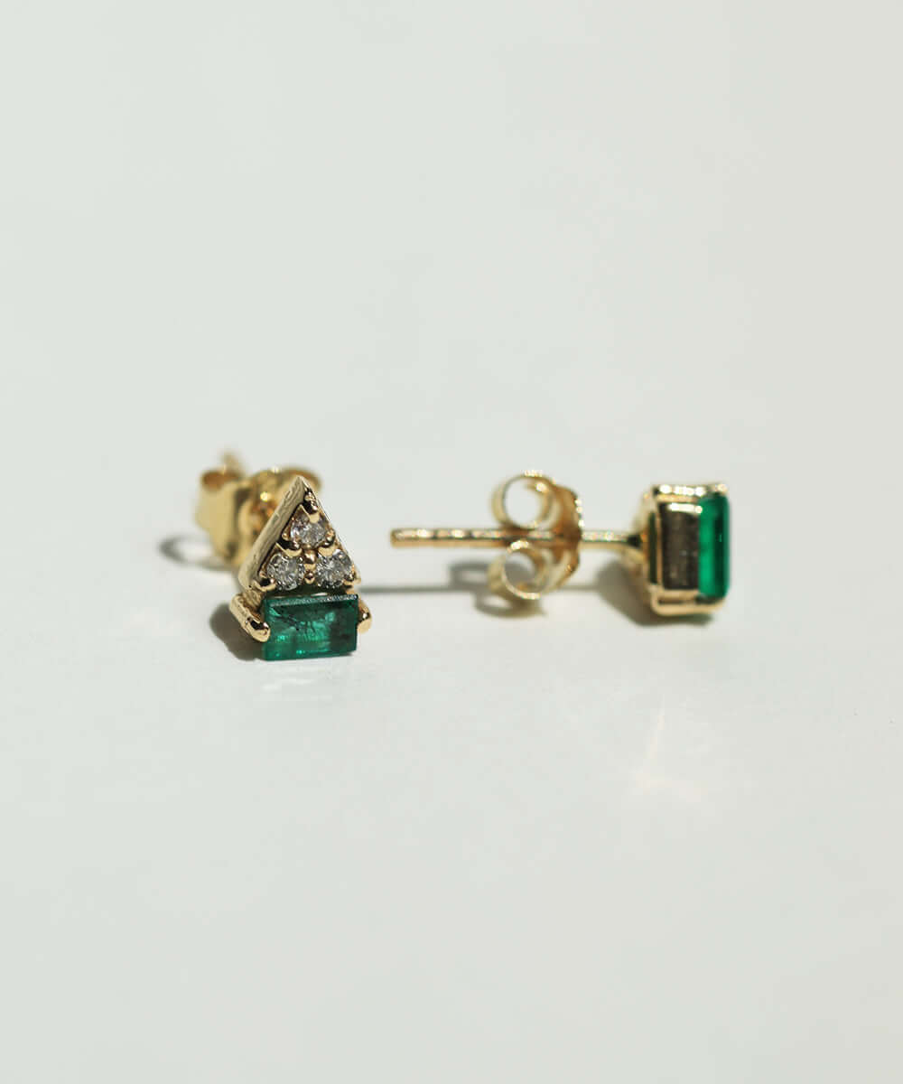 emerald diamond studs earrings gold Brooklyn New York