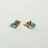 Emerald diamonds stud earrings gold Brooklyn New York