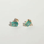 Emerald diamonds stud earrings gold Brooklyn New York 