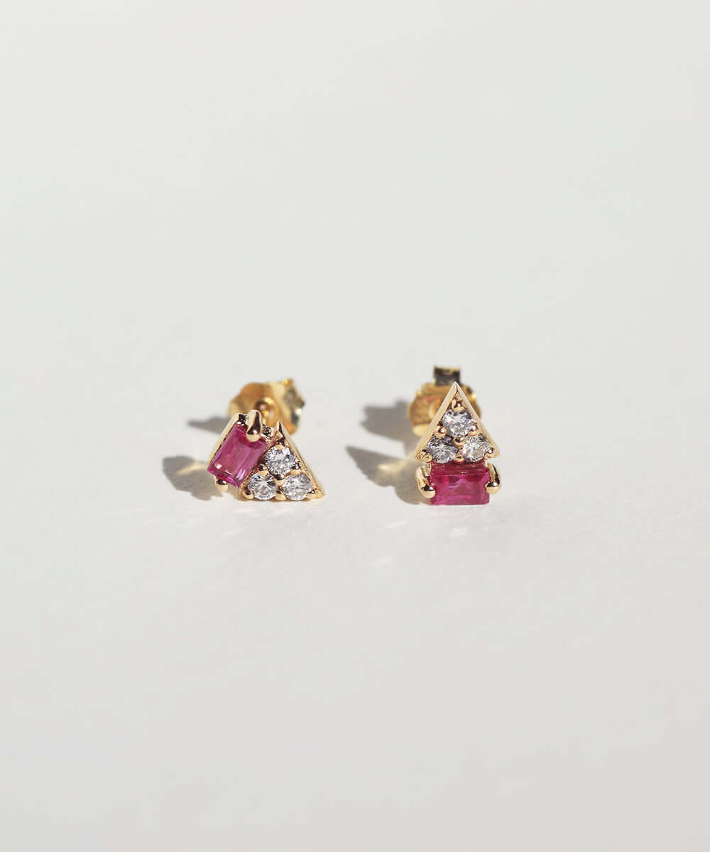 ruby diamonds gold stud earrings gold Brooklyn New York